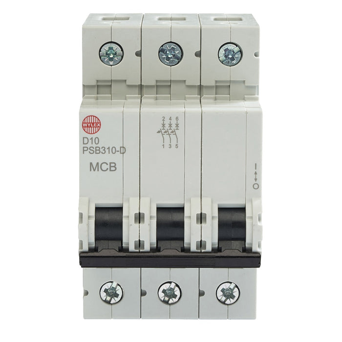 Wylex Legacy PSB310-D 10A, D-Type Triple Pole MCB