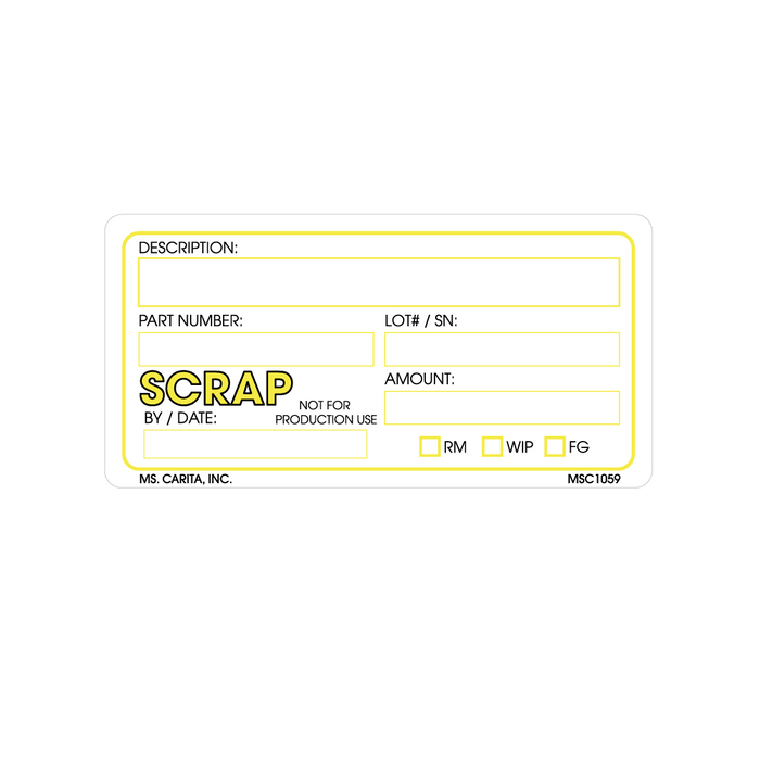 Yellow Scrap Labels, 2 Inch x 4 Inch, 500 per Roll