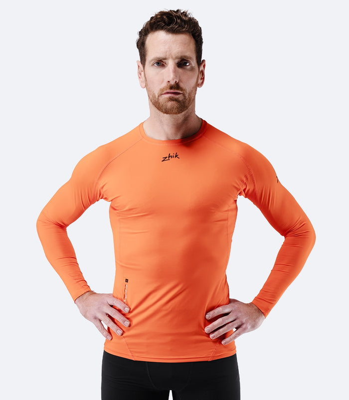 Zhik Mens Eco Spandex LT Long Sleeve Baselayer Top - Flame Red